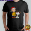 Charlie Brown and Snoopy Santa hat Merry Christmas shirt