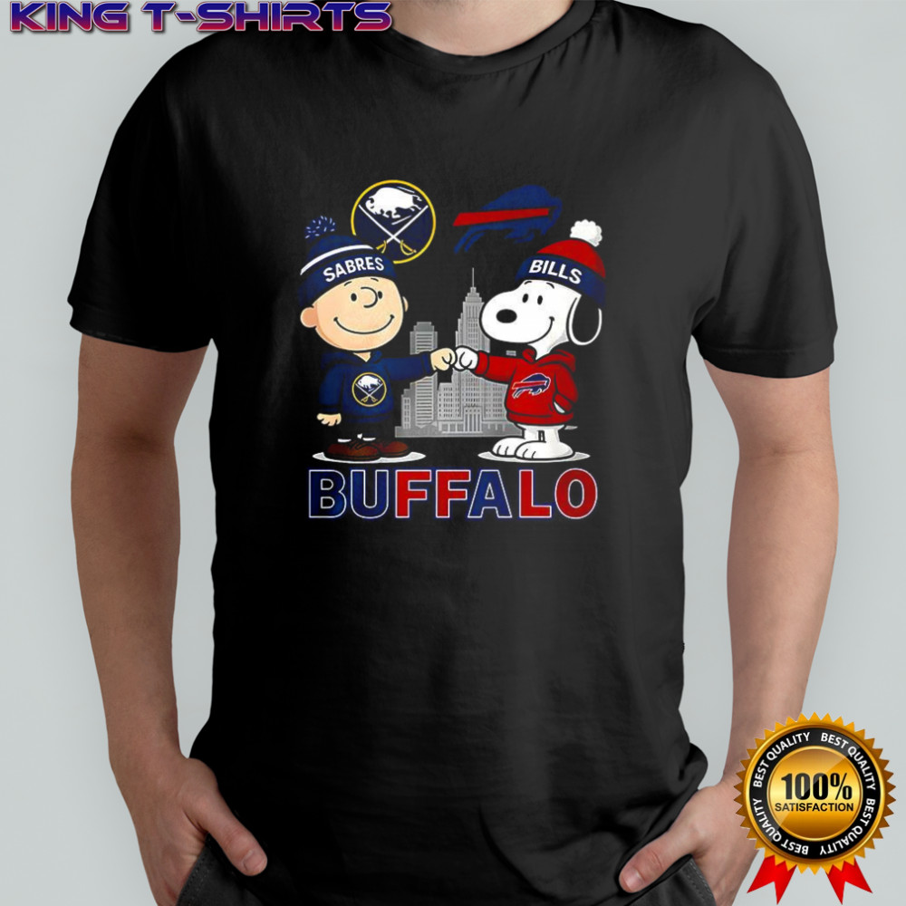 Charlie Brown Buffalo Sabres touch hand Snoopy Buffalo Bills skyline shirt