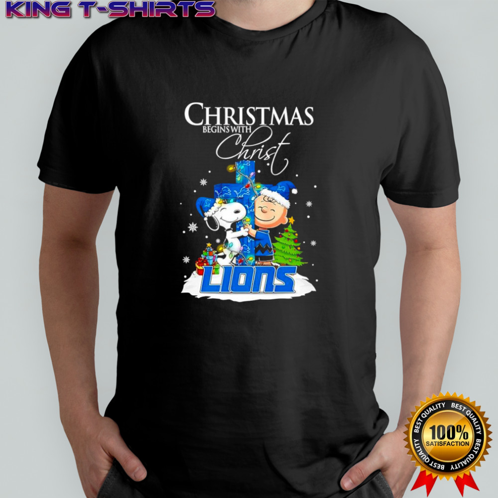 Christmas begins with Christ Detroit Lions x Snoopy and Charlie Brown shirt
