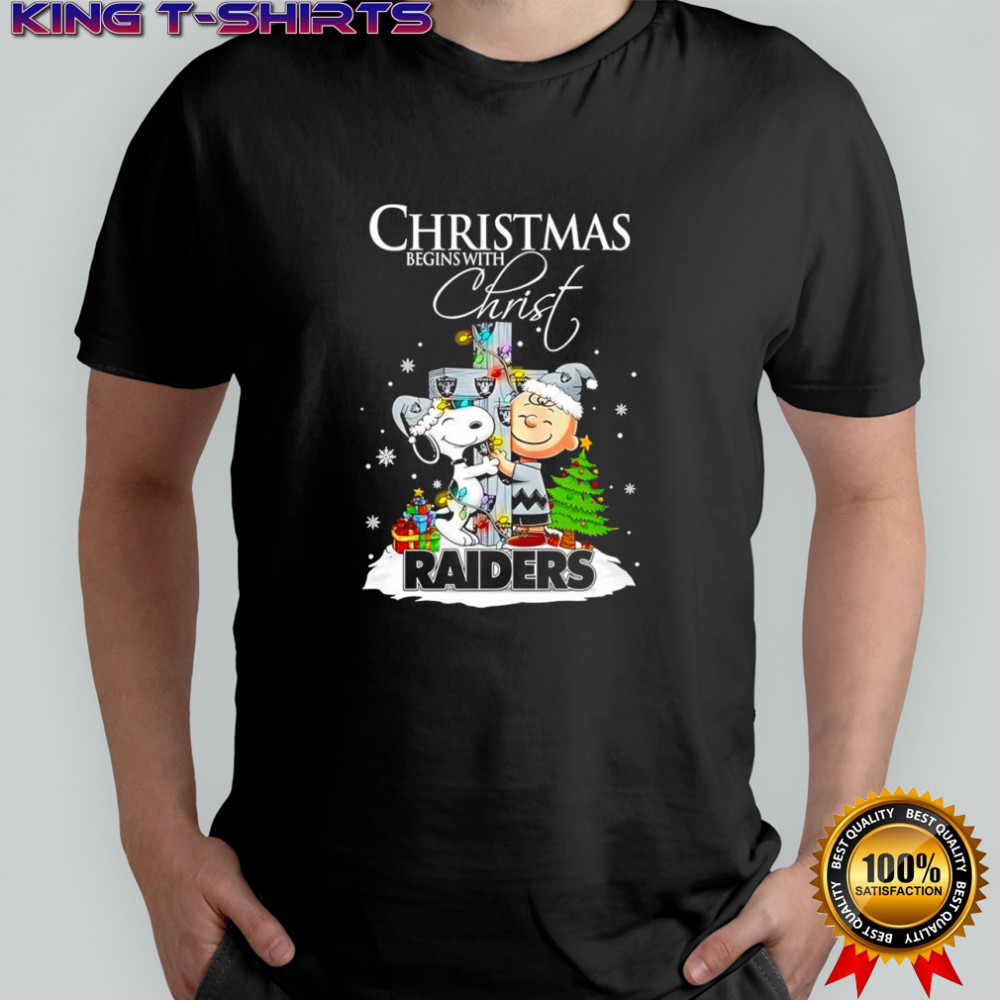 Christmas begins with Christ Las Vegas Raiders x Snoopy and Charlie Brown shirt