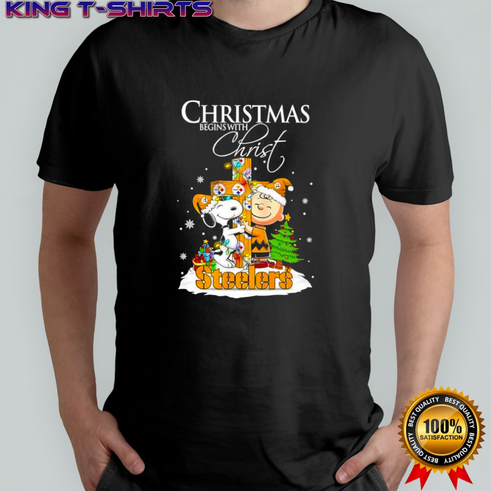 Christmas begins with Christ Pittsburgh Steelers x Snoopy and Charlie Brown shirt