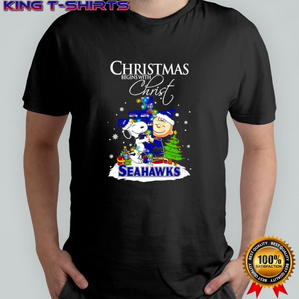 Christmas begins with Christ Seattle Seahawks x Snoopy and Charlie Brown shirt