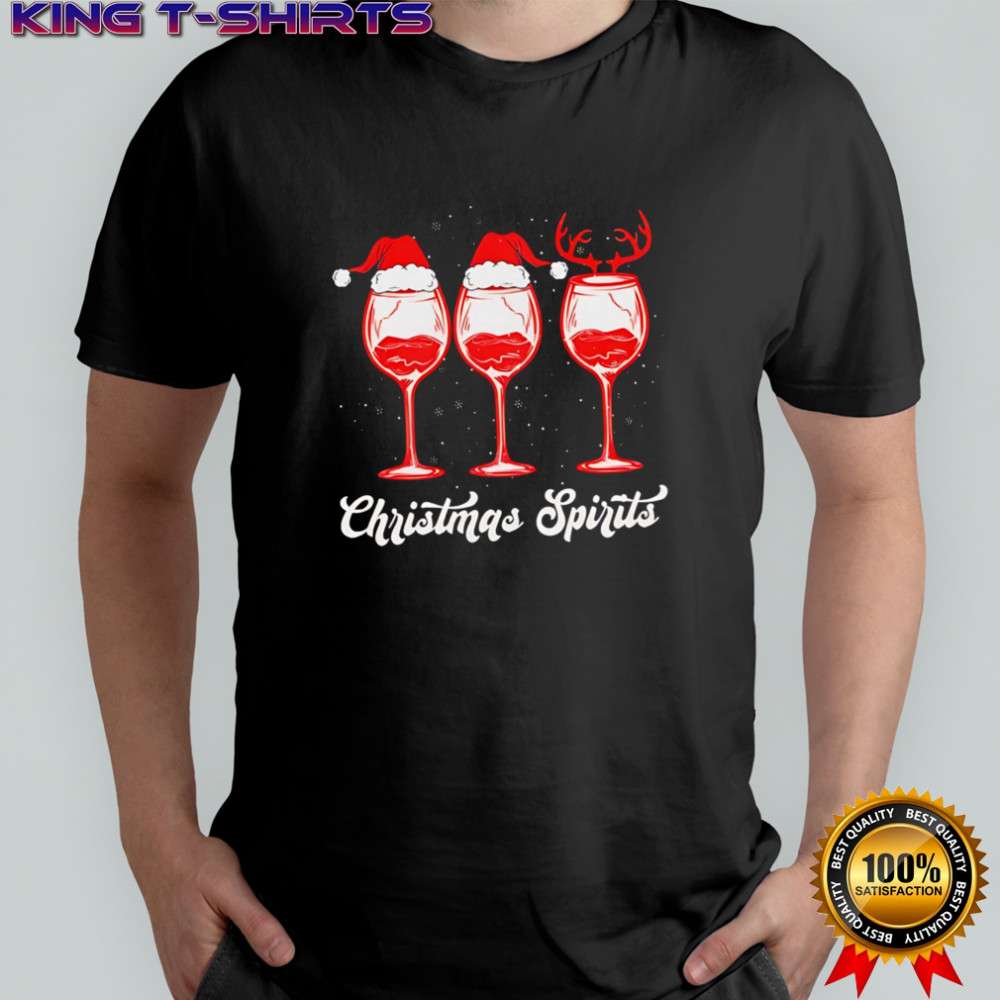 Christmas Spirits Glasses Of Wine Holiday shirt