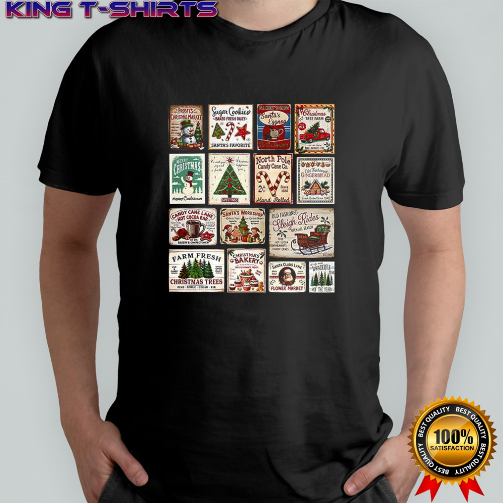 Collection of vintage Christmas stamps shirt