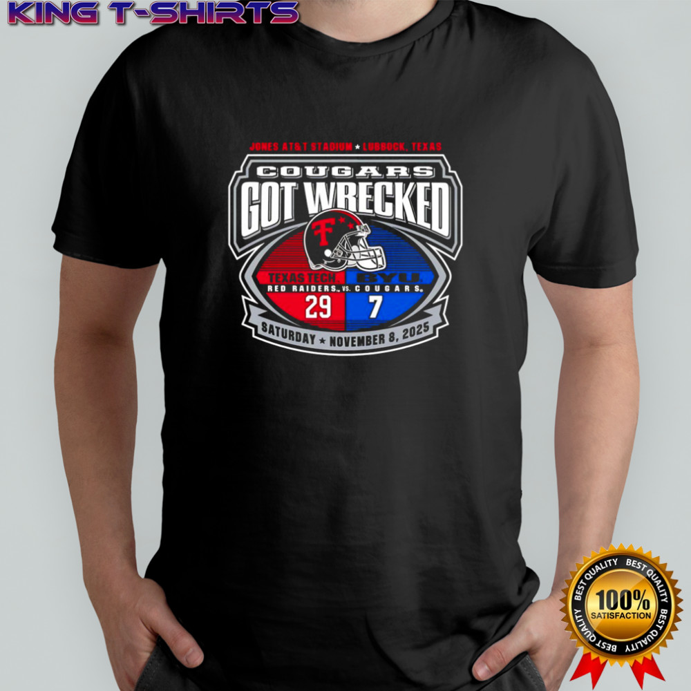 Cougars got wrecked Texas Tech Red Raiders and BYU Cougars 2025 shirt