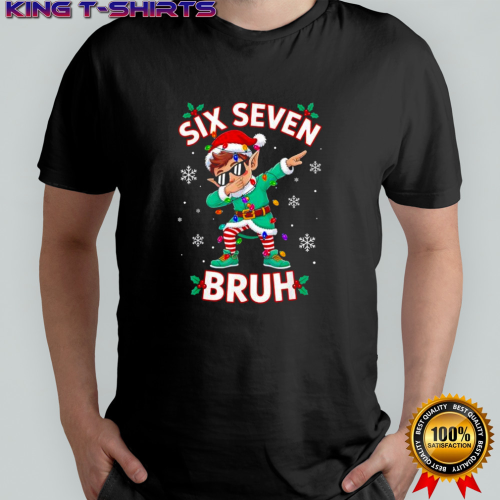 Dabbing Elf Six Seven Bruh Christmas Shirt