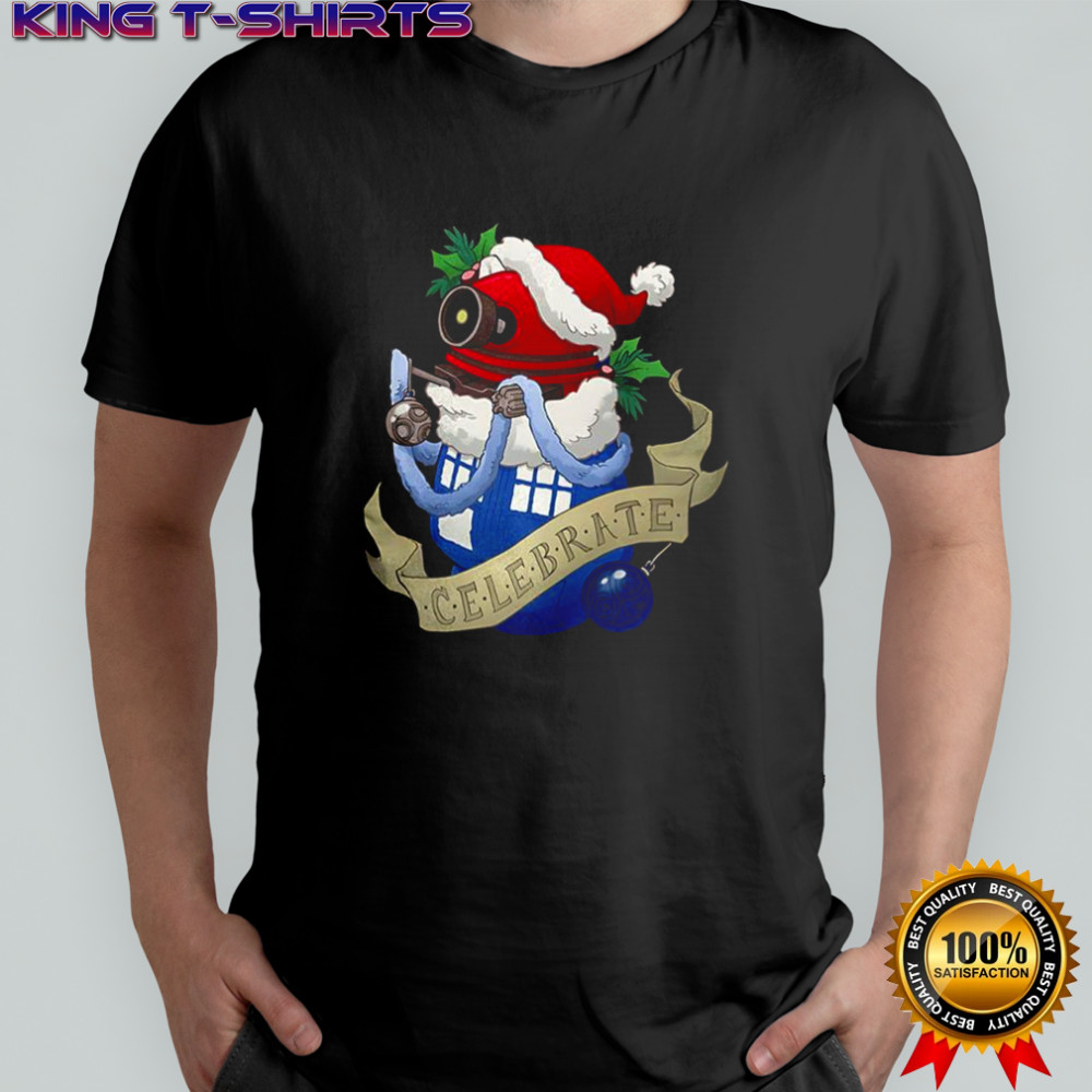 Dalek in Christmas costume Doctor Who celebrate shirt