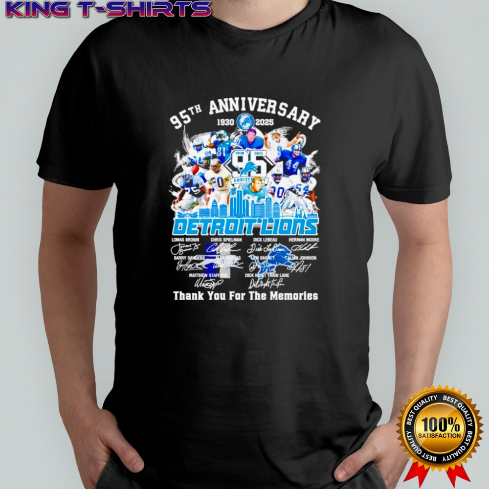 Detroit Lions 95th Anniversary 1930-2025 thank you for the memories shirt
