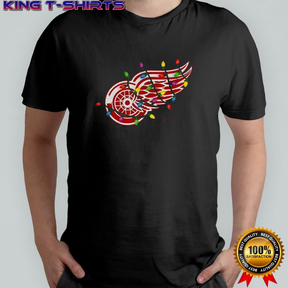 Detroit Red Wings logo Holiday Merry Christmas lights shirt