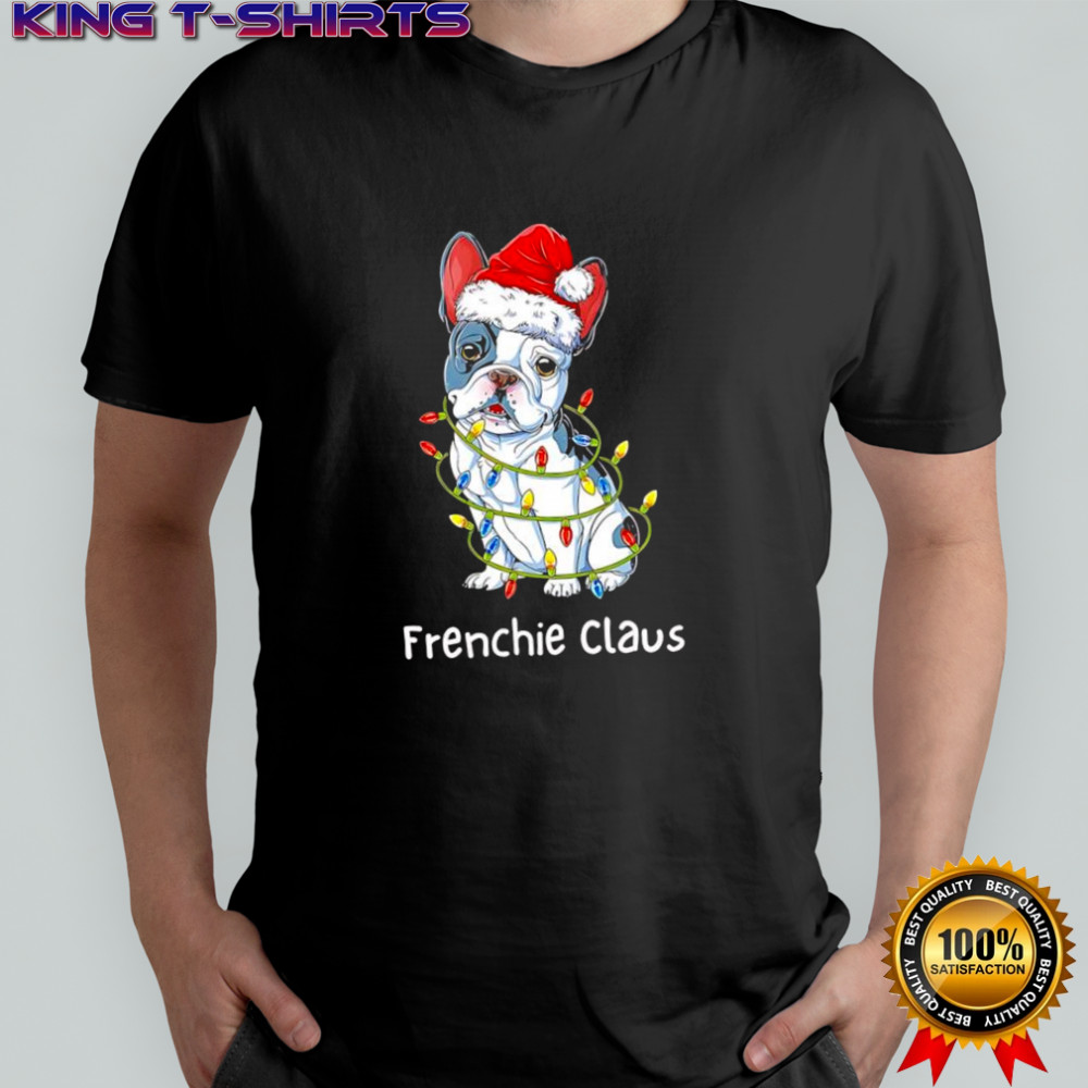 French Bulldog Santa hat & Christmas lights Frenchie Claus shirt