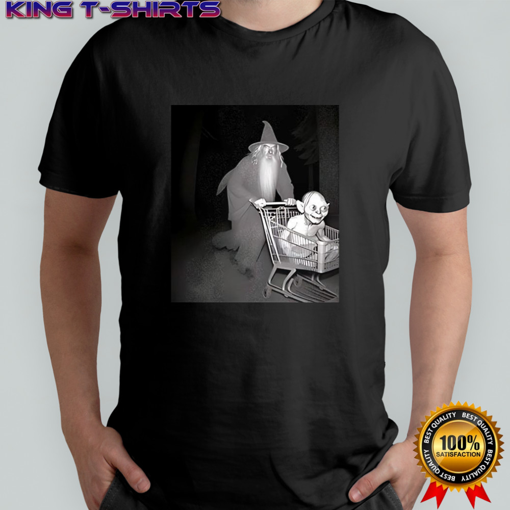 Gandalf Pushing Gollum In shopping cart The Lord of the Rings shirt
