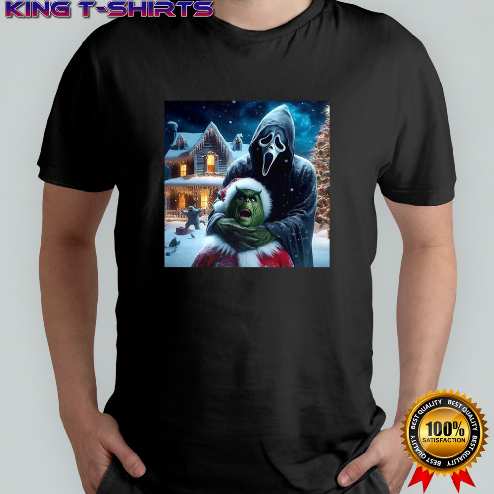 Ghostface teaches Grinch a lesson horror Christmas shirt