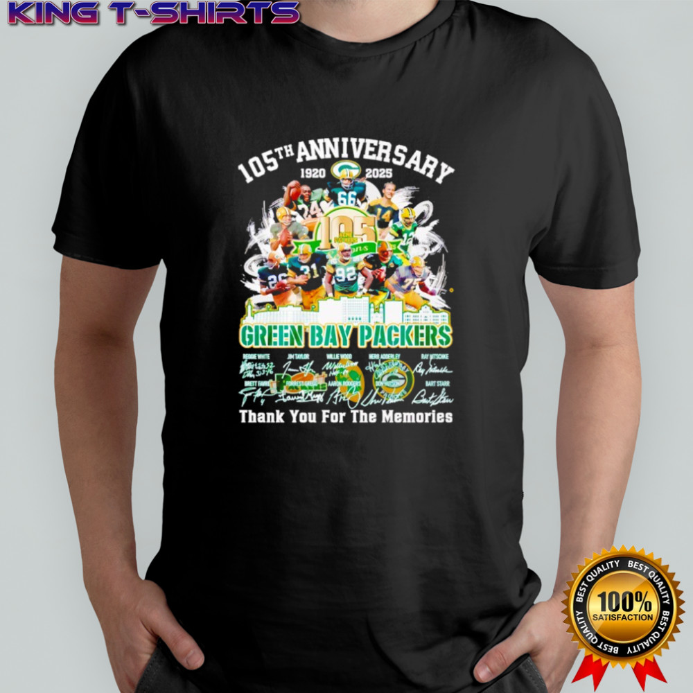 Green Bay Packers 105th Anniversary 1920-2025 thank you for the memories shirt