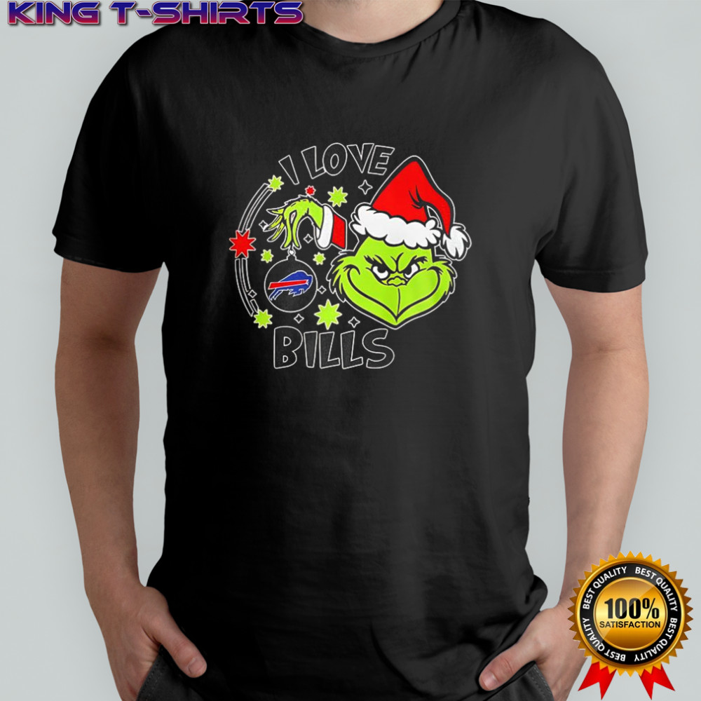 Grinch in Santa hat I love Buffalo Bills Christmas shirt