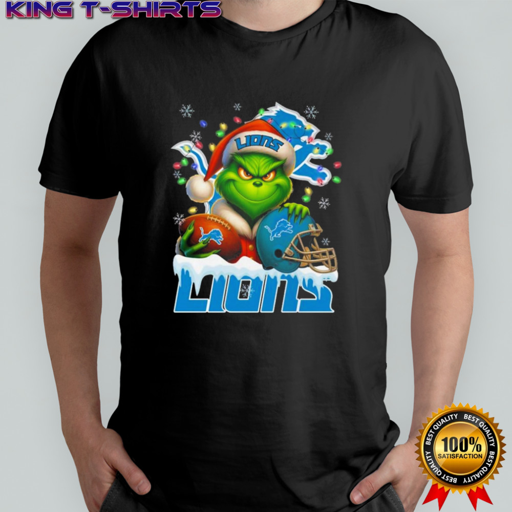 Grinch X Detroit Lions Ball And Helmet Merry Christmas Shirt