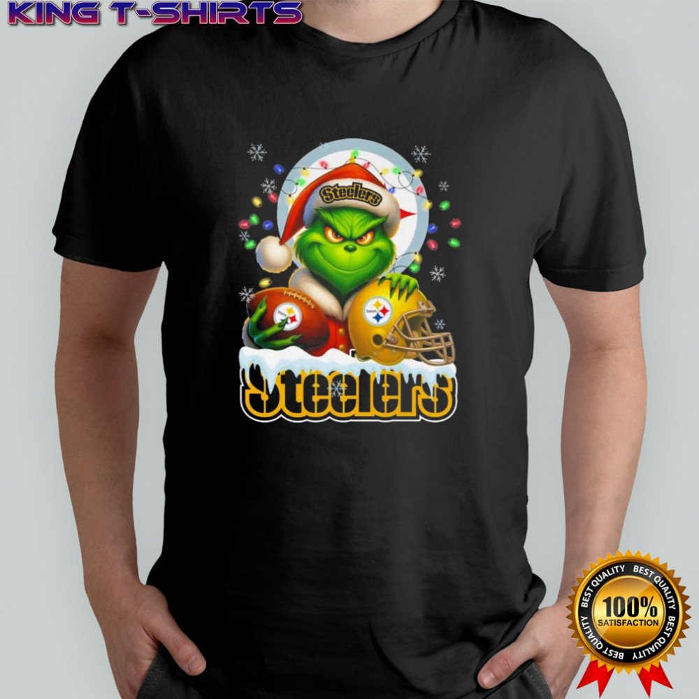 Grinch X Pittsburgh Steelers Ball And Helmet Merry Christmas Shirt