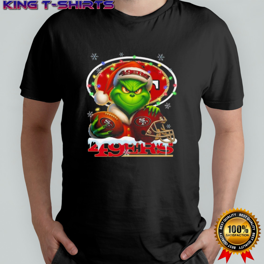 Grinch X San Francisco 49ers Ball And Helmet Merry Christmas Shirt