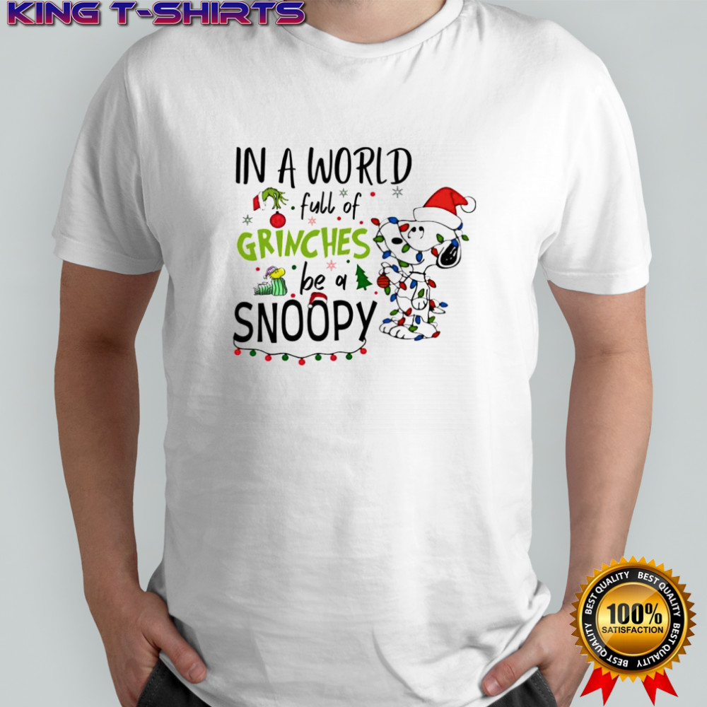 In a world full of Grinches be a Snoopy Christmas lights shirt