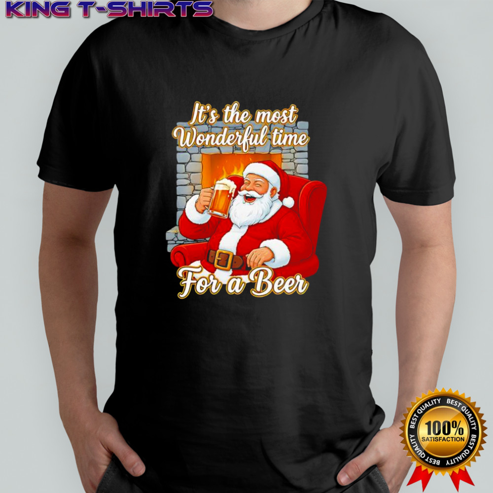 It’s the most wonderful time for a beer Santa Claus drink beer shirt