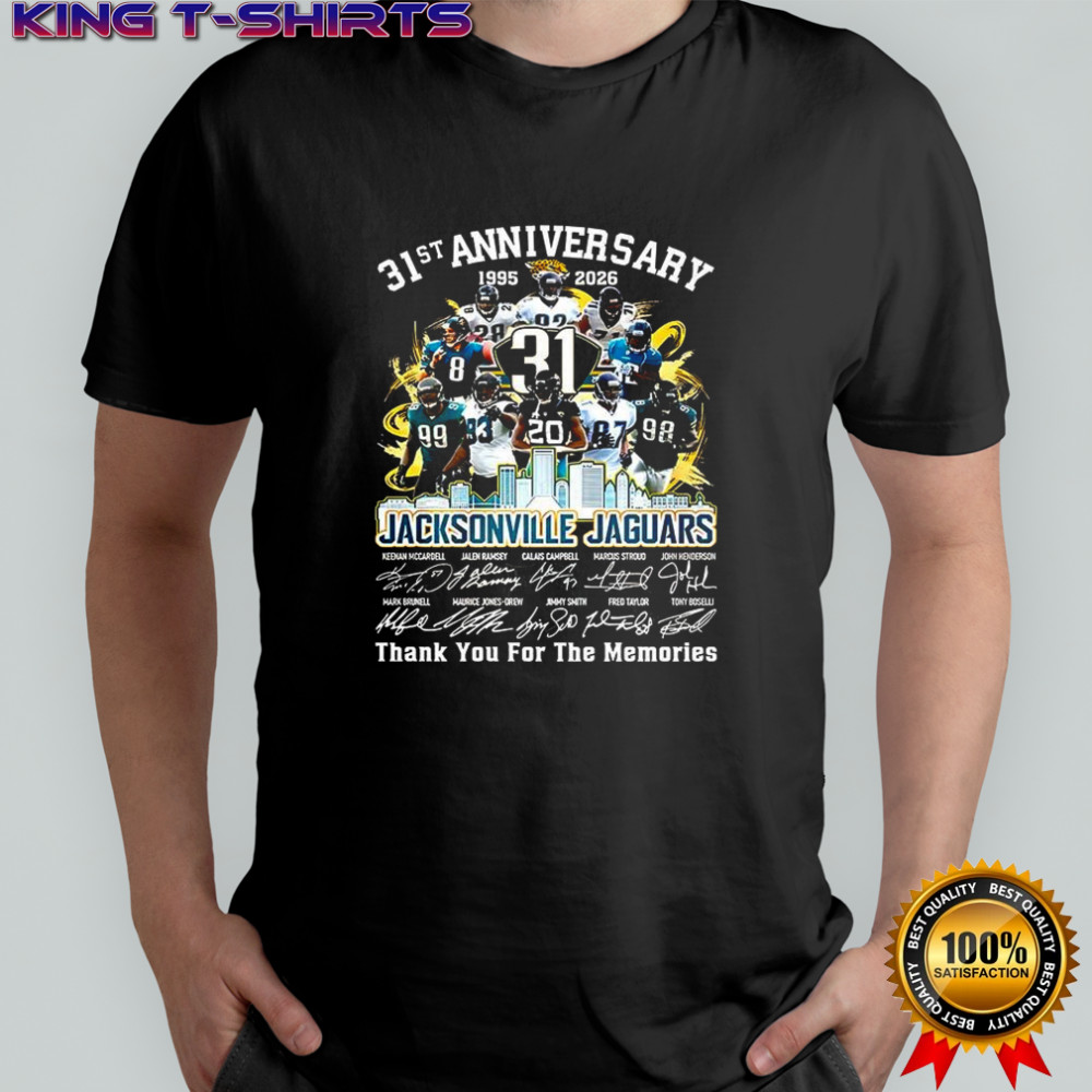 Jacksonville Jaguars 31st anniversary 1995 2026 thank you for the memories player signature shirt