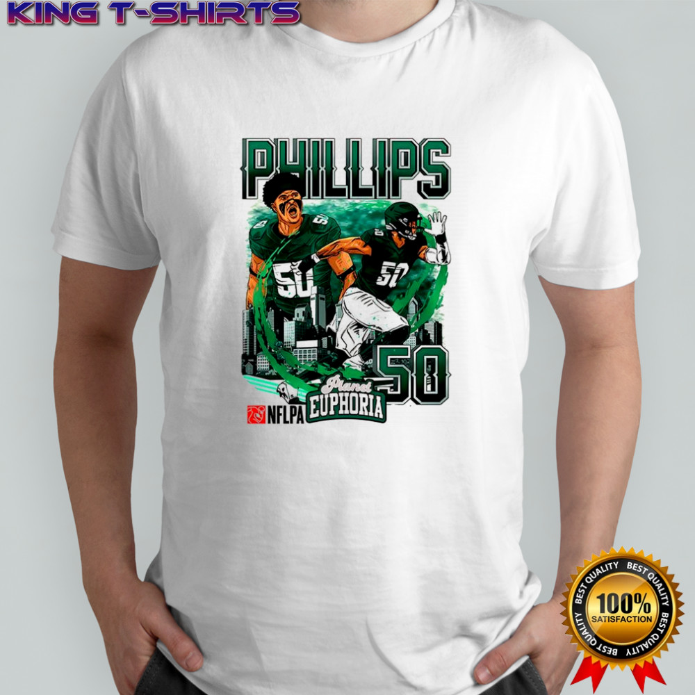 Jaelan Phillips Philadelphia Eagles football number 50 skyline cartoon shirt