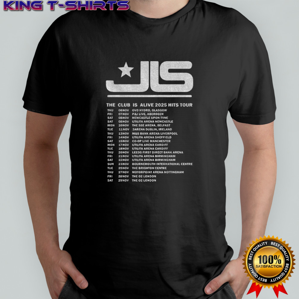 JLS The Club is Alive 2025 Hits Tour shirt