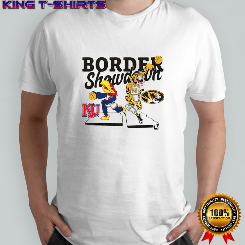 KU Jayhawks vs Mizzou Tigers basketball Border Showdown mascot shirt