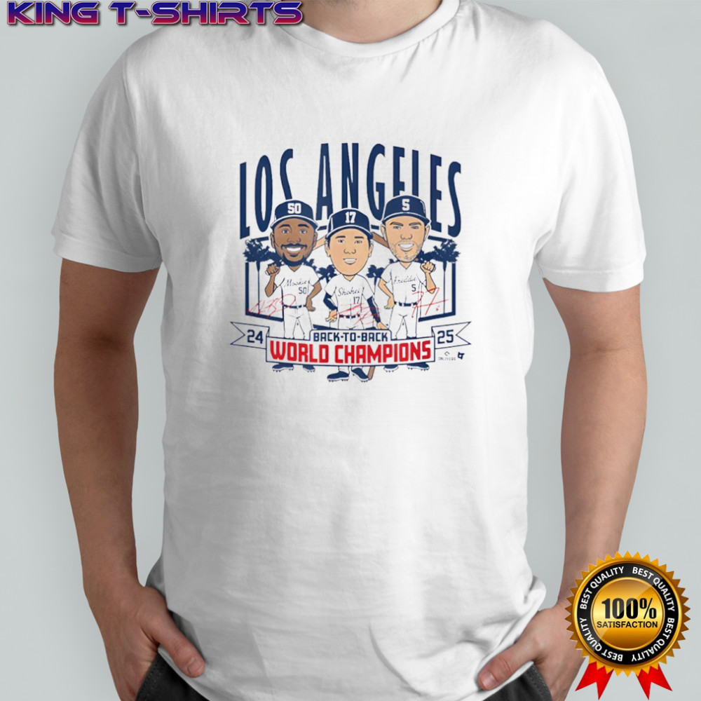 LA Baseball Back to Back World Champs Caricatures shirt