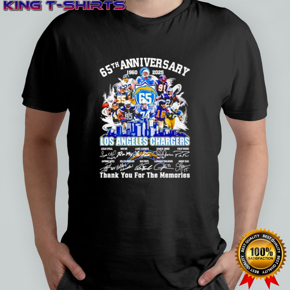 Los Angeles Chargers 65th Anniversary 1960-2025 thank you for the memories shirt