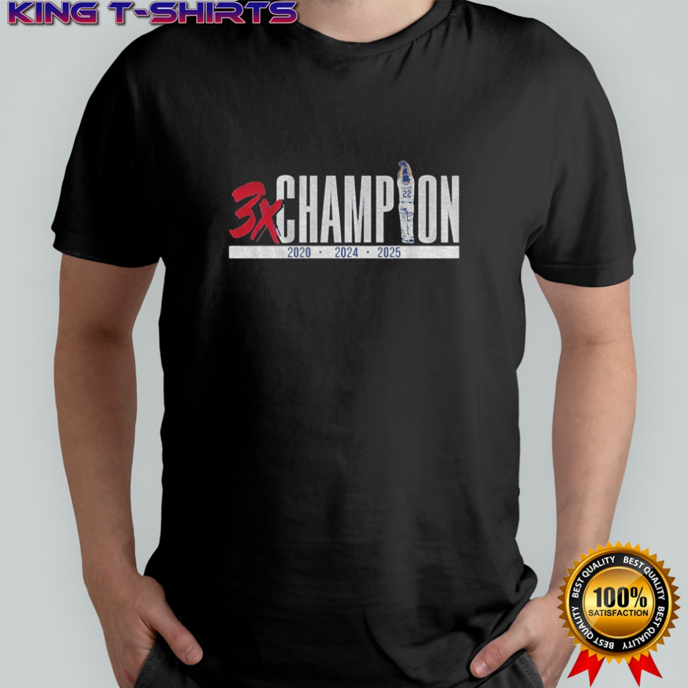 Los Angeles Dodgers Baseball Clayton Kershaw Three-Time Champion 2020-2024-2025 shirt