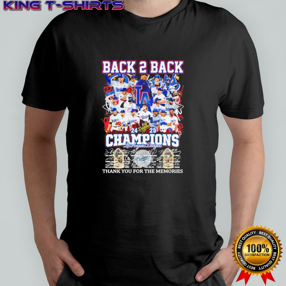 Los Angeles Dodgers Series World Champions 2025 Back 2 Back Thank You For The Memories Signatures T-shirt