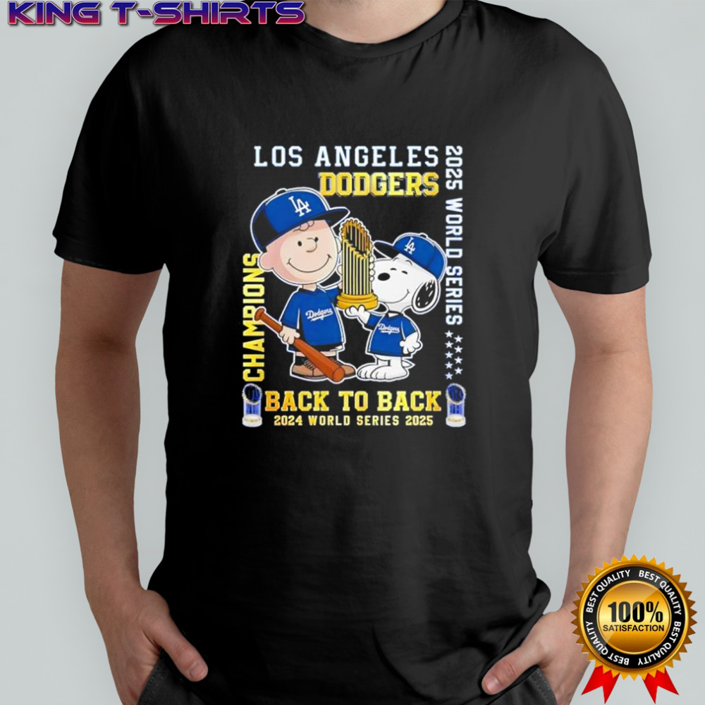 Los Angeles Dodgers Snoopy and Charlie Brown 2025 World Series Back2back shirt
