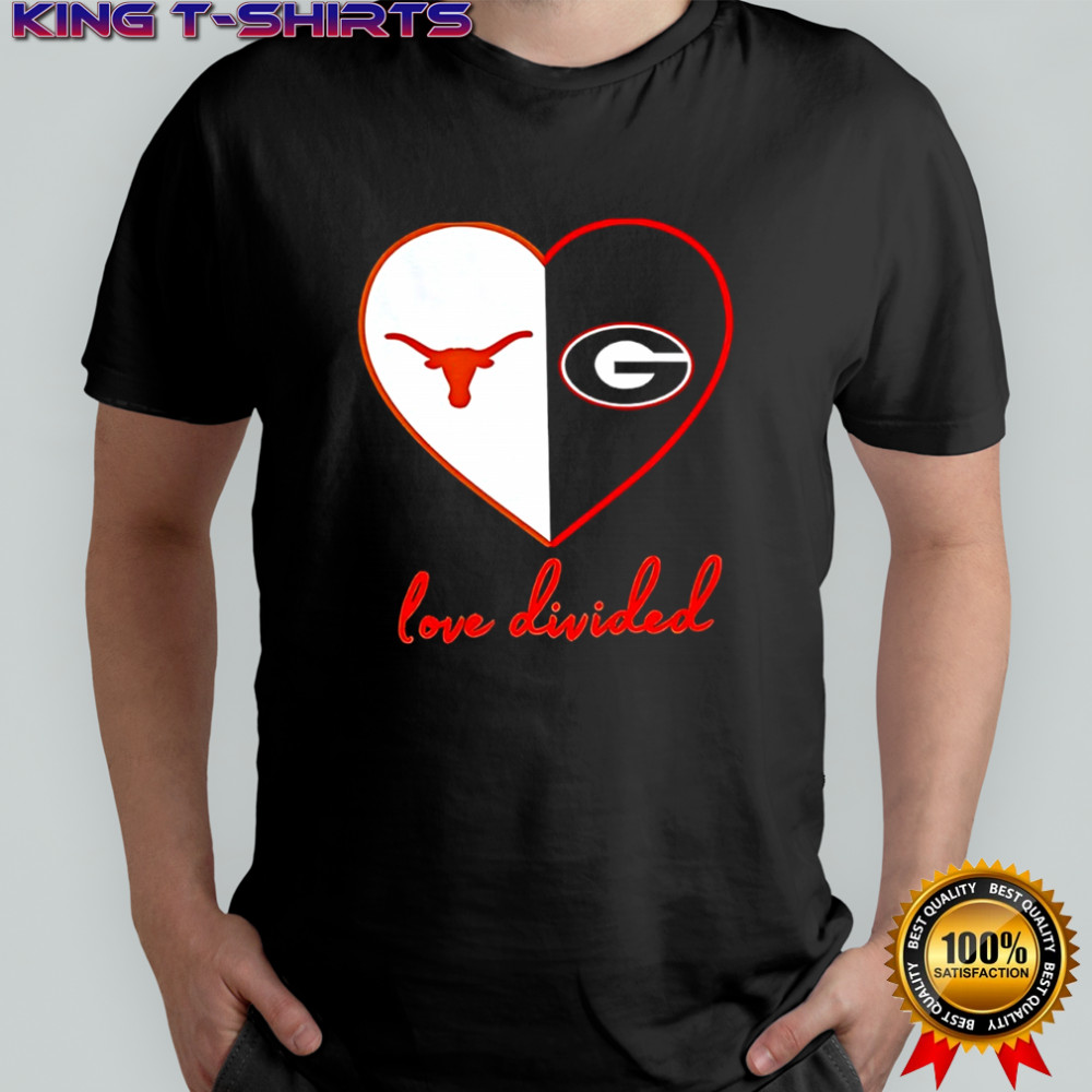 Love Divided Texas Longhorns vs Georgia Bulldogs football NFL mashup Logo shrt