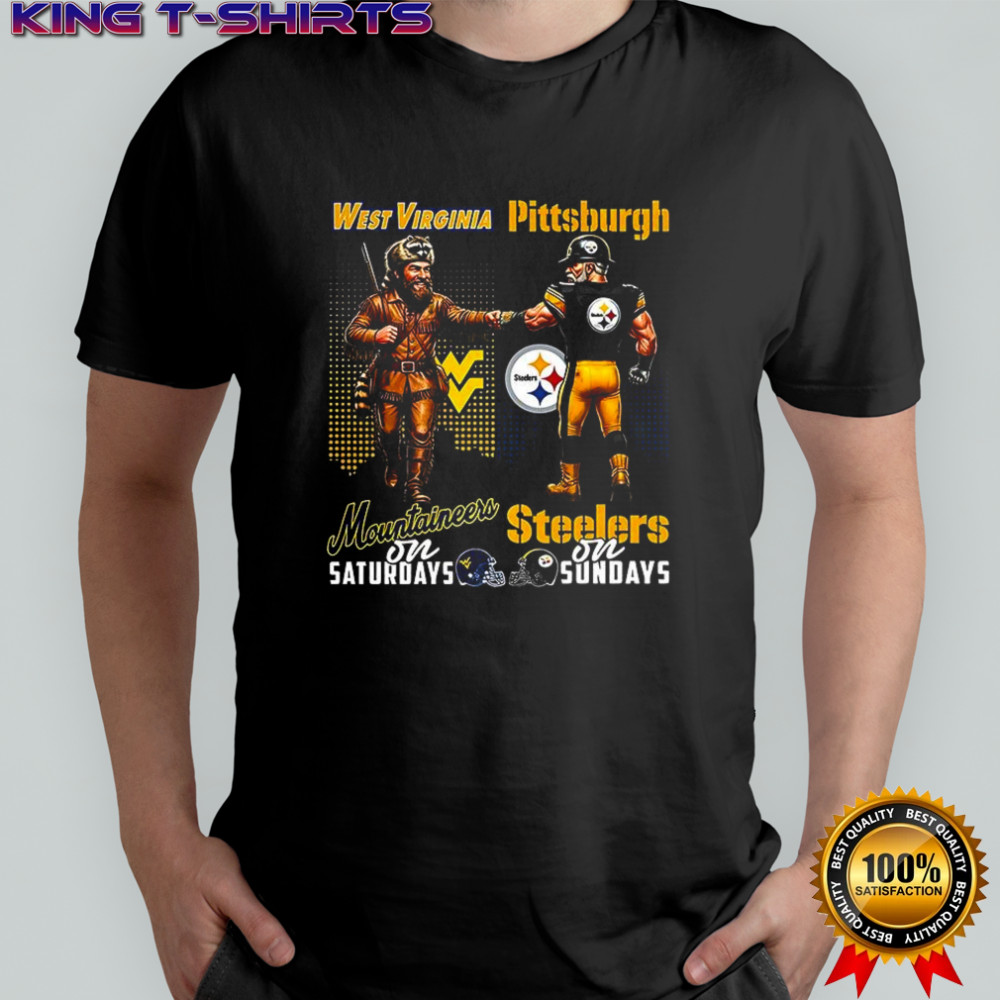 Mascot West Virginia Mountaineers on saturdays and Pittsburgh Steelers and sundays shirt