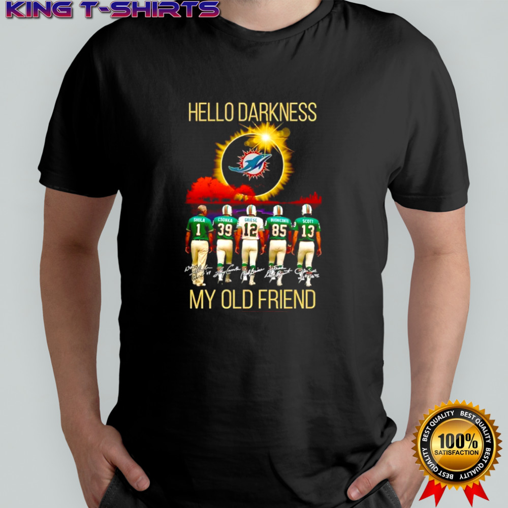 Miami Dolphins Hello Darkness my old friend signatures shirt