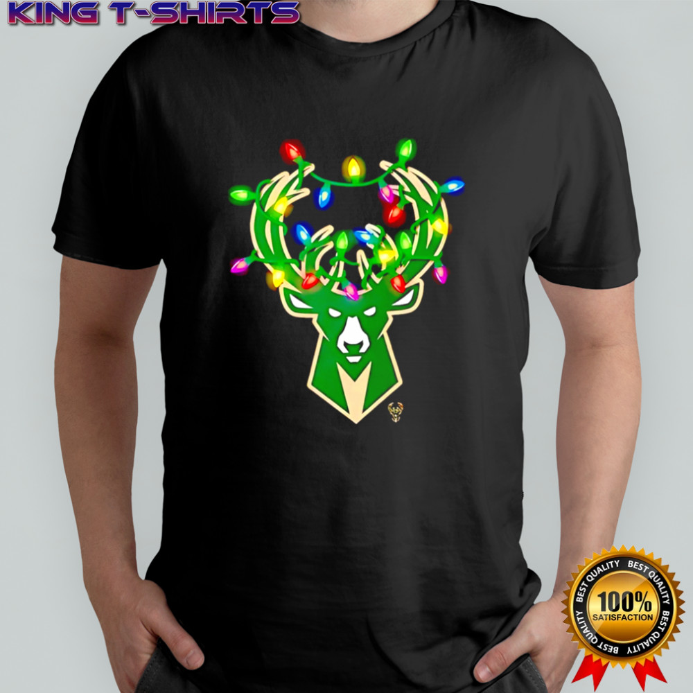 Milwaukee Bucks Logo Lights Merry Christmas shirt