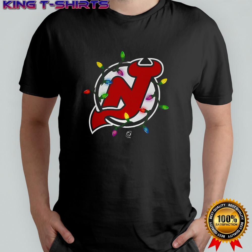 New Jersey Devils logo Holiday Merry Christmas lights shirt