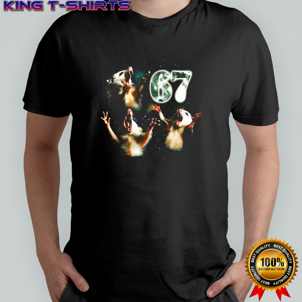 Opossum 67 howling at the moon meme shirt