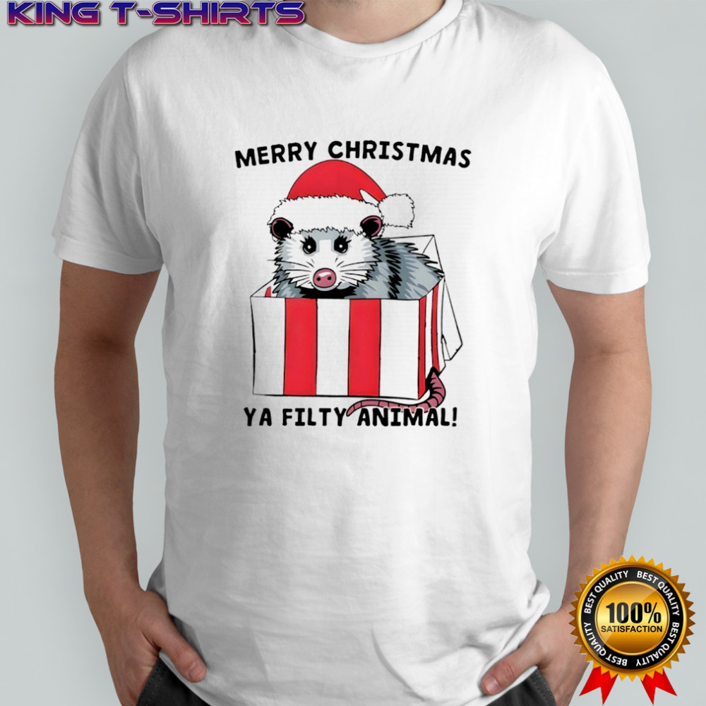 Opossum Merry Christmas ya filty animal shirt