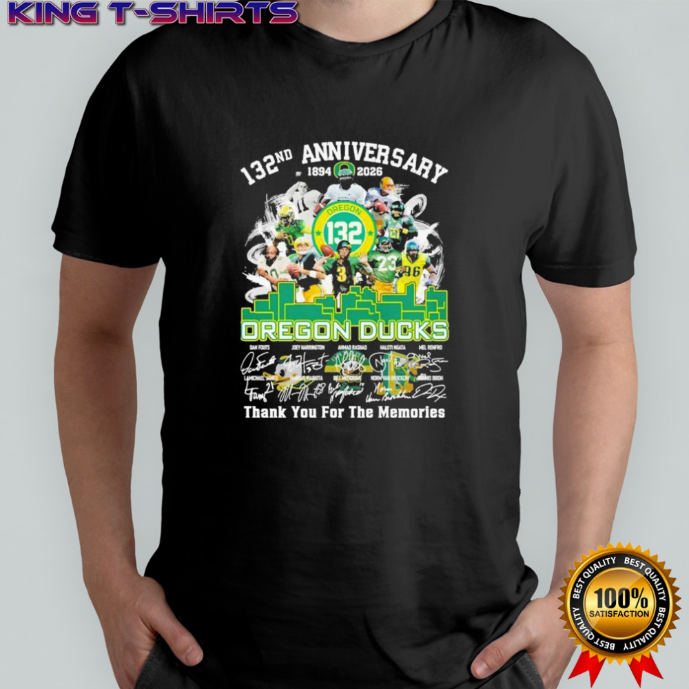 Oregon Ducks 132th Anniversary 1894-2026 Thank You For The Memories Signatures T-shirt