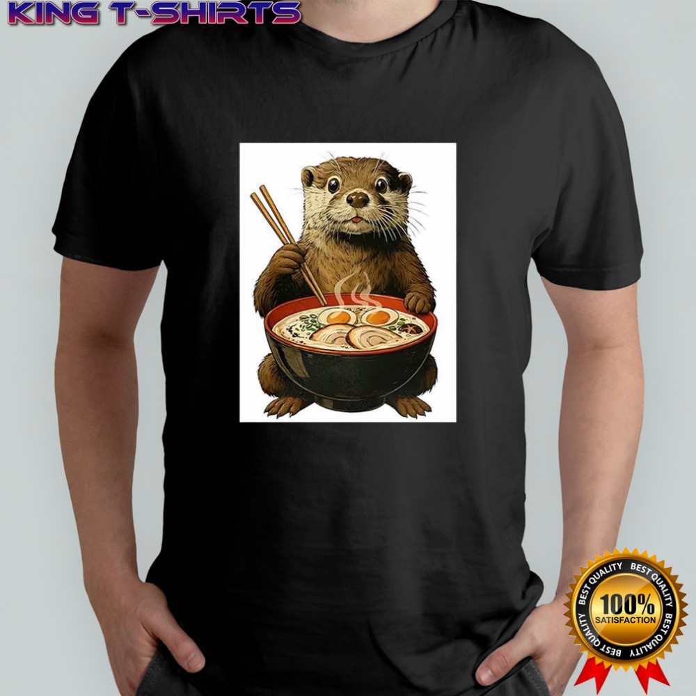 Otter eating ramen cartoon shirt
