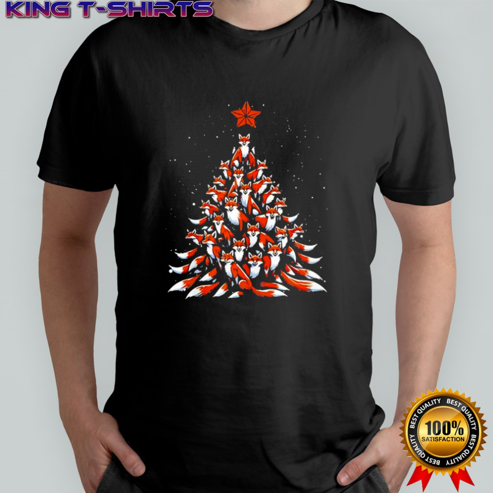 Pack of foxes Christmas tree shirt