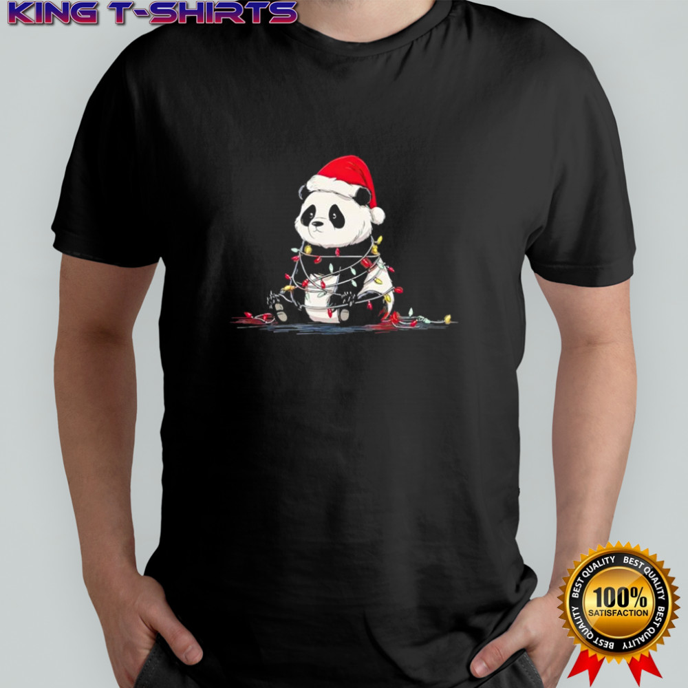 Panda Christmas Graphics Animal Lights Lover shirt