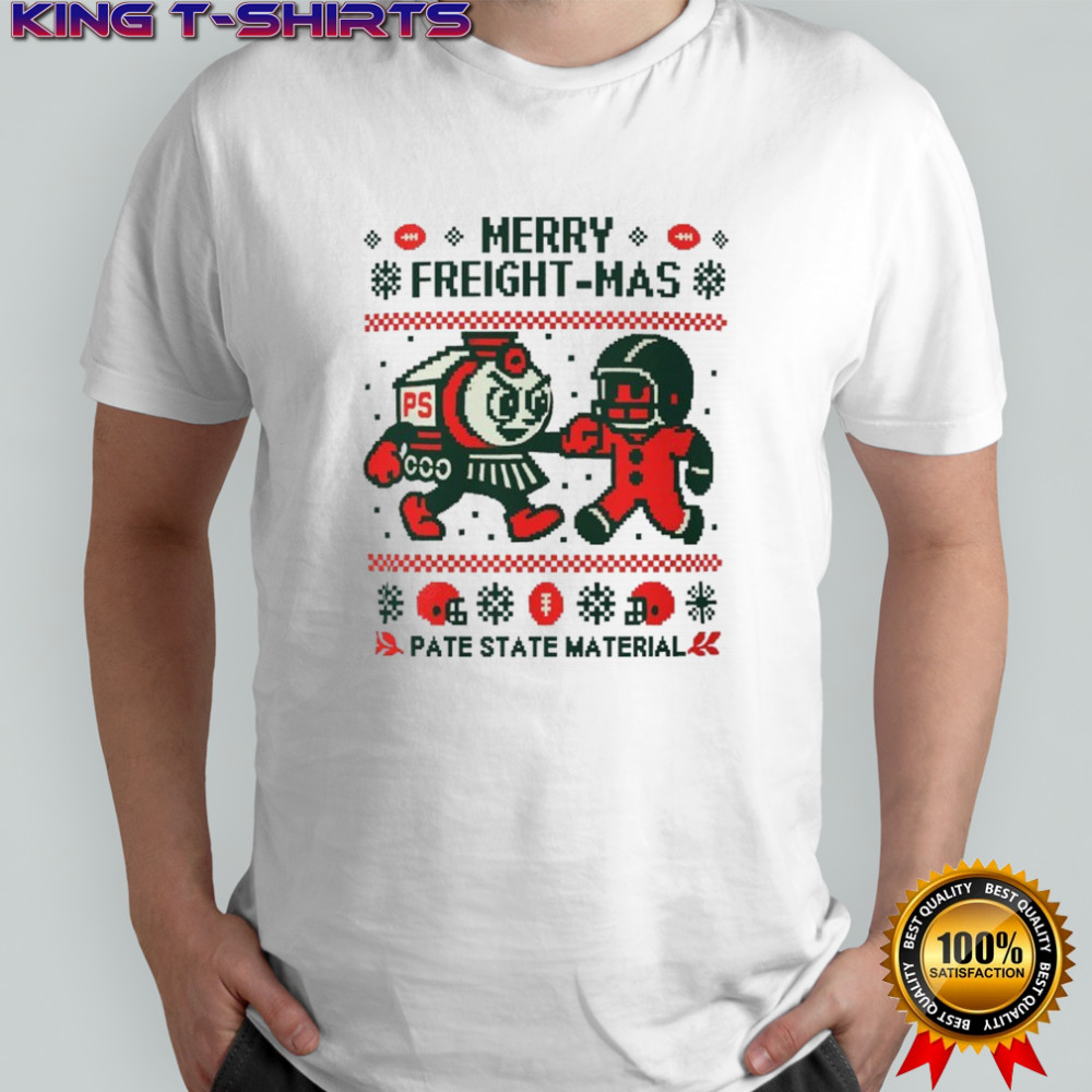 Pate State Material Merry Freight-Mas Ugly Christmas Train T-shirt