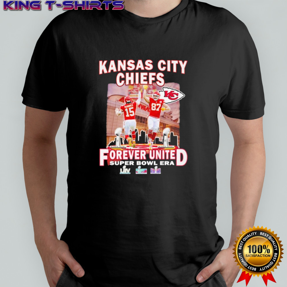 Patrick Mahomes And Travis Kelce Kansas City Chiefs Forever United Super Bowl Era Signatures T-shirt