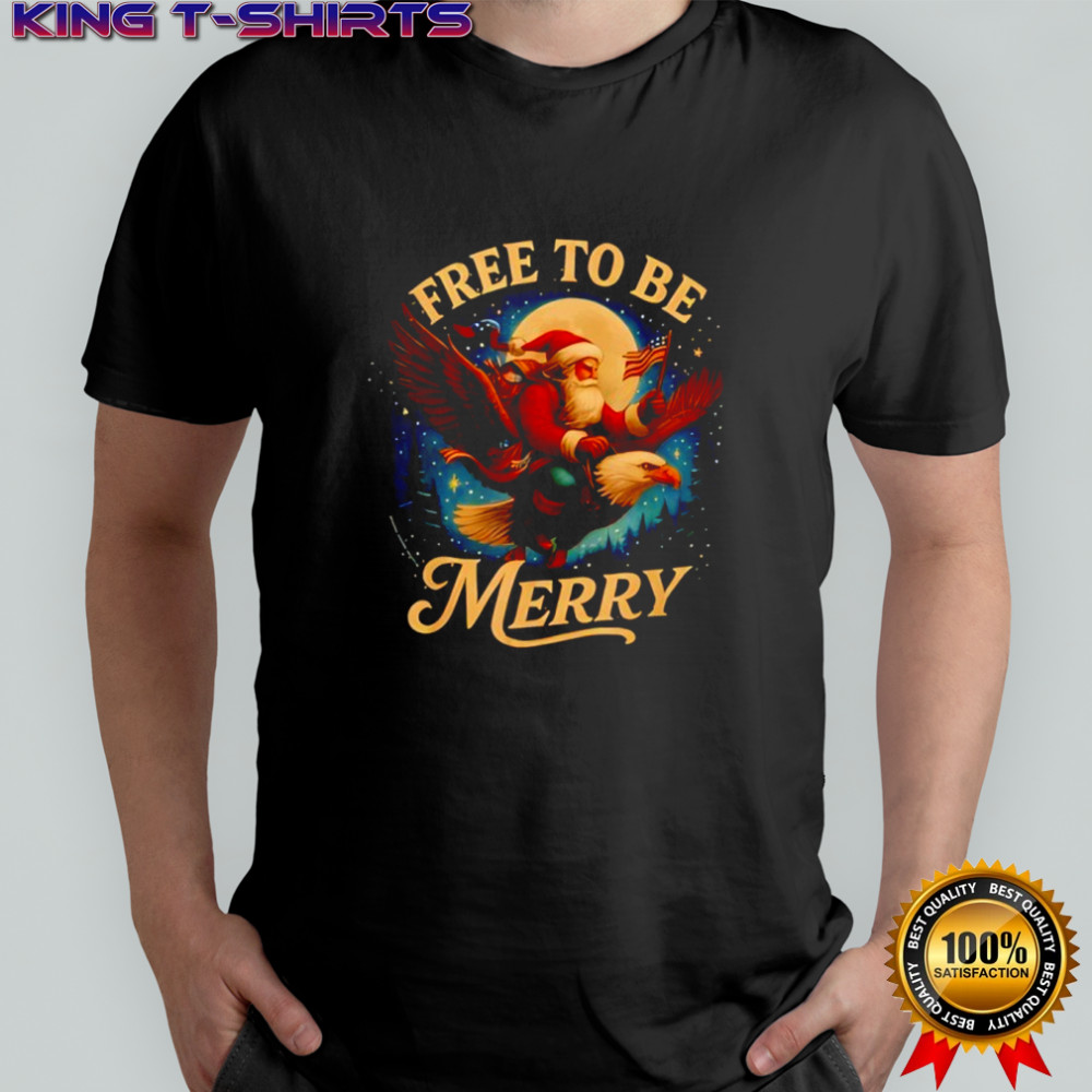 Patriotic USA Merry Christmas Santa Riding Eagle shirt