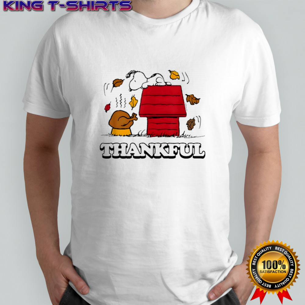 Peanuts Snoopy Thankful Turkey with Fall Leaves Shirt
