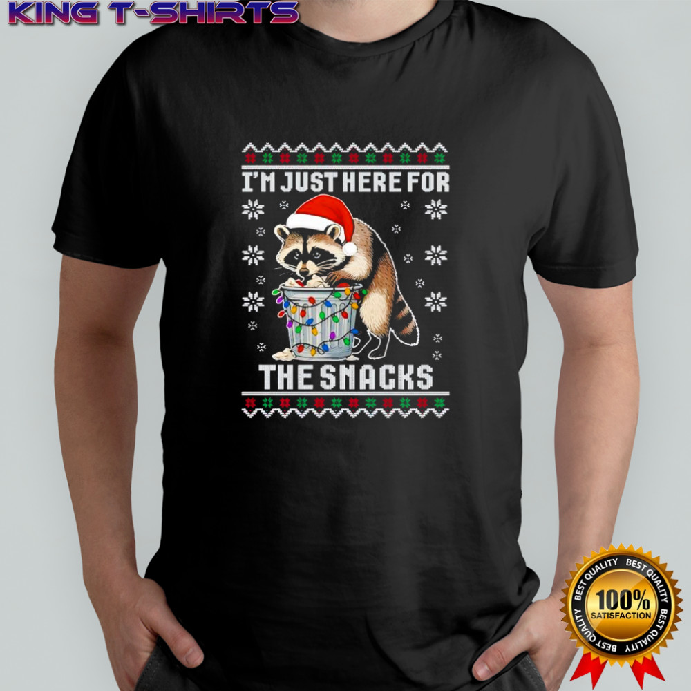 Raccoon Christmas i’m just here for the snacks shirt