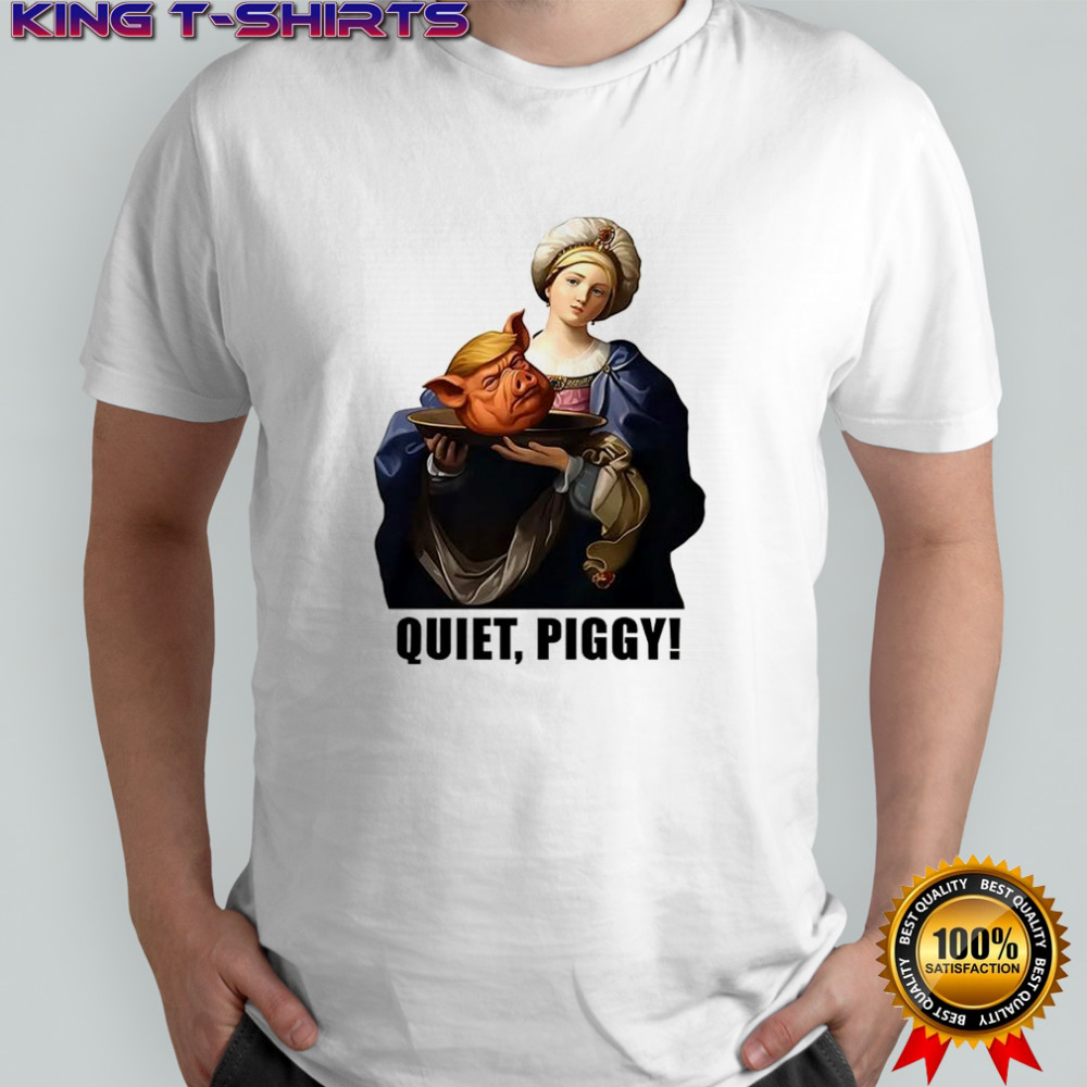Saint holding pig head anti Trump quiet piggy shirt