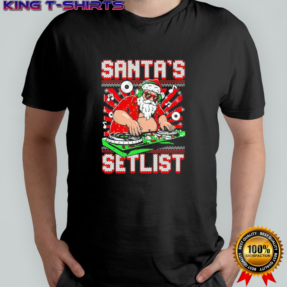 Santa Claus DJ cartoon Santa’s Setlist Merry Christmas shirt